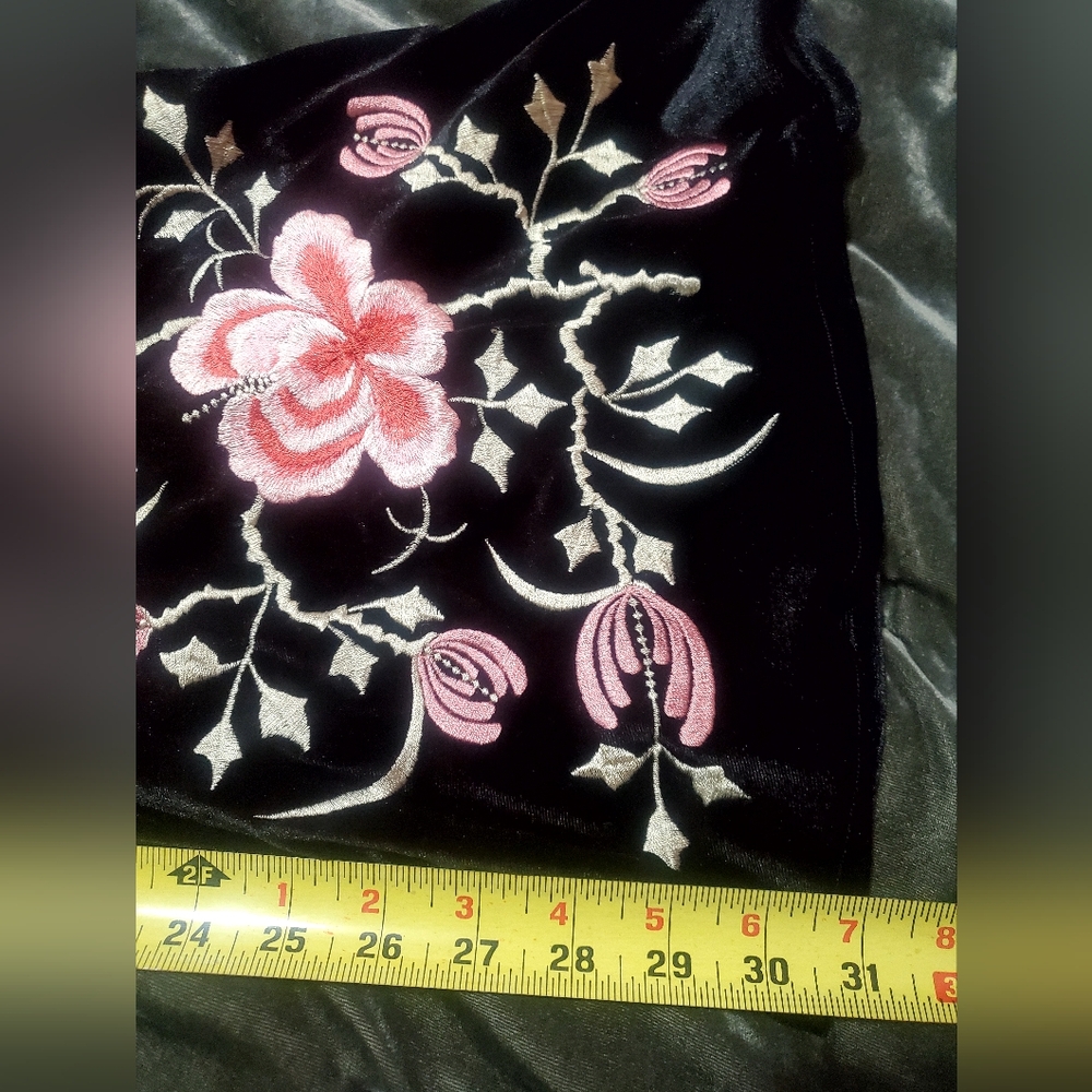 Chasing Unicorns Black Since You've Been Gone Embroidered Flare Velvet Pants - Picture 6 of 9